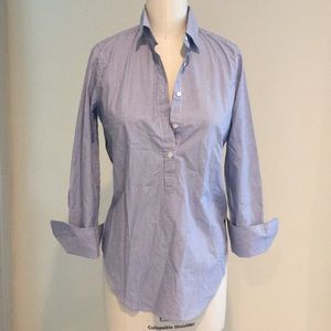 J.Crew Preppy half button shirt with gold stripe